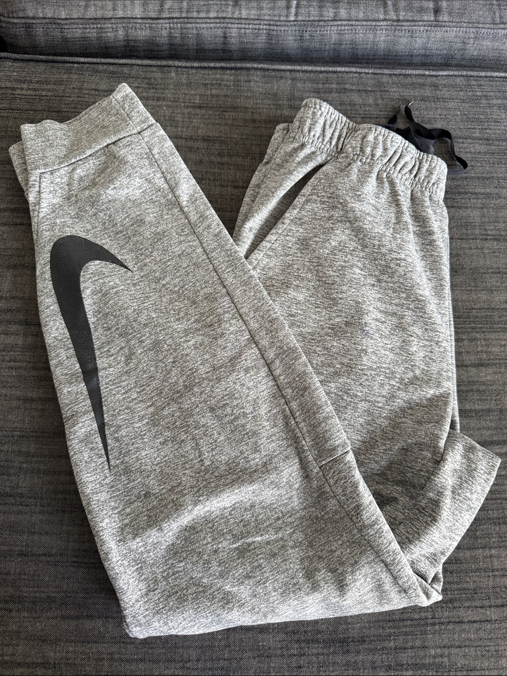 Nike Grey Heather Men's Joggers with Black Swoosh